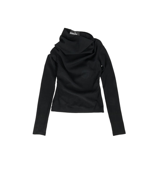 HIGH NECKLINE BLOUSE BLACK