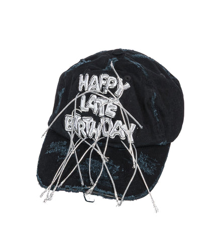 HAPPY LATE BIRTHDAY CAP BLACK