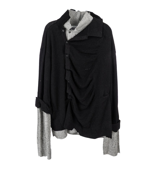 DOUBLE POLO JUMPER BLACK/GREY
