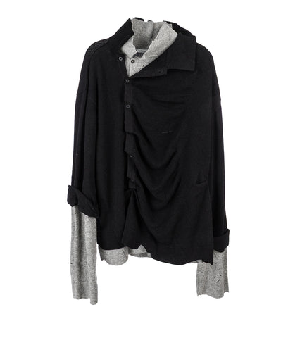 DOUBLE POLO JUMPER BLACK/GREY