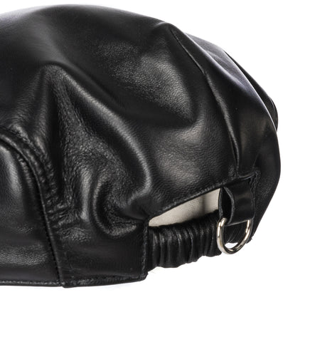 NEWSBOY CAP LEATHER BLACK