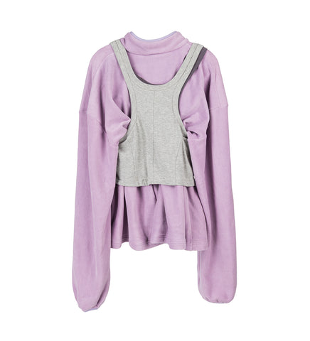 TANK TOP ZIP HOODIE LILAC/GREY