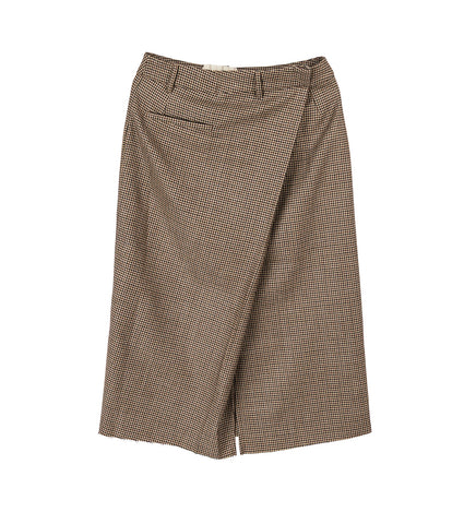 REVERSE TROUSER SKIRT BROWN CHECKED