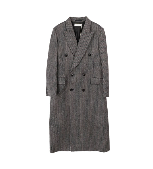 EXTENDED WHALE COAT LEDGER WOOL BROKEN HERRINGBONE