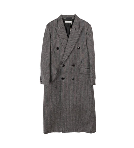 EXTENDED WHALE COAT LEDGER WOOL BROKEN HERRINGBONE
