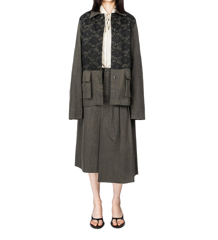SPLIT JACKET ANTIQUE MUDD COATED SATEEN