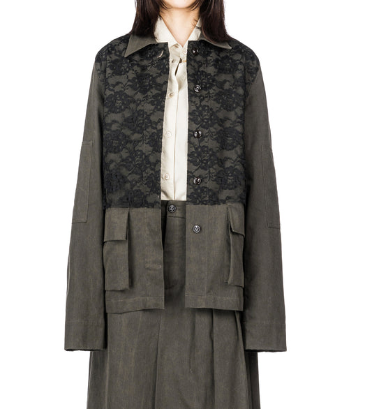 SPLIT JACKET ANTIQUE MUDD COATED SATEEN