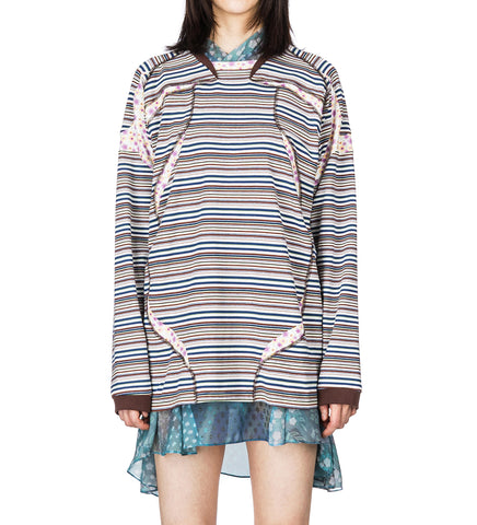 SPORT JERSEY LONG SLEEVE WHITE/BROWN STRIPES