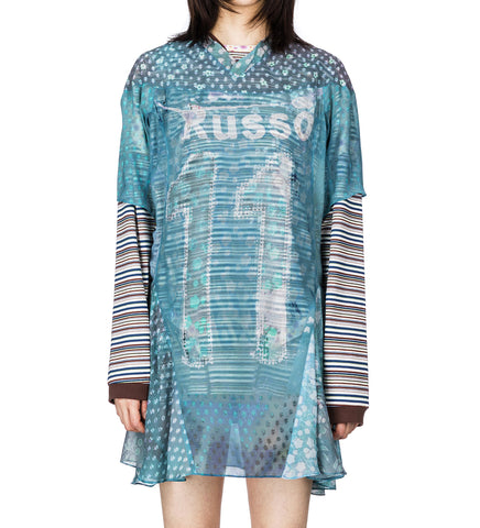SHORT SLEEVE OVERSIZED SHORT DRESS BABY BLUE