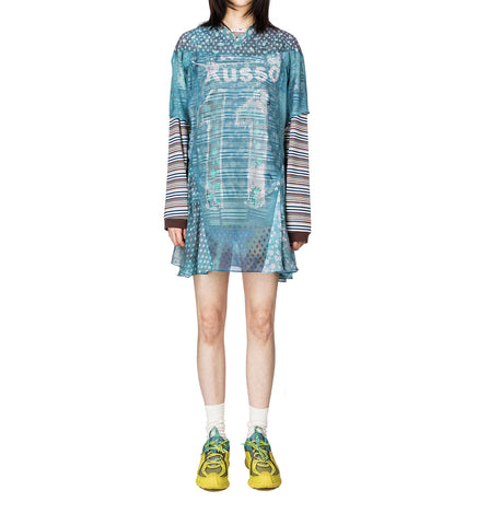 SHORT SLEEVE OVERSIZED SHORT DRESS BABY BLUE