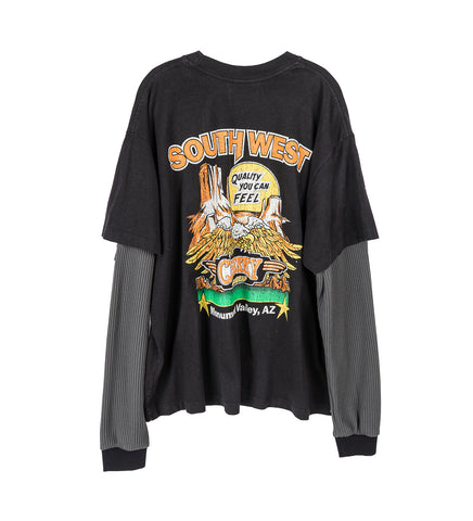 SOUTHWEST LAYERED THERMAL T-SHIRT VINTAGE BLACK