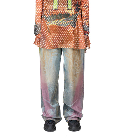 DENIM BAGGY TROUSERS PASTEL RAINBOW