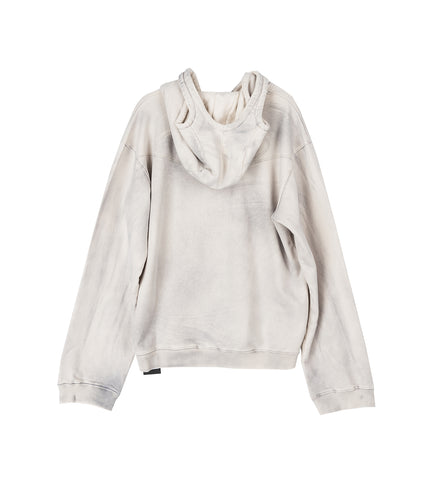 THREE ZIP HOODIE DUSTY WHITE