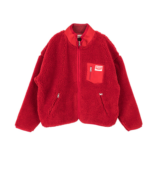 ZIP UP SHERPA JACKET RED