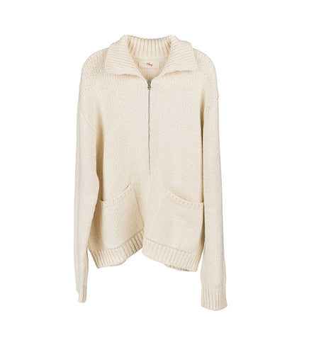 5 STAR KNIT ZIP UP CREAM