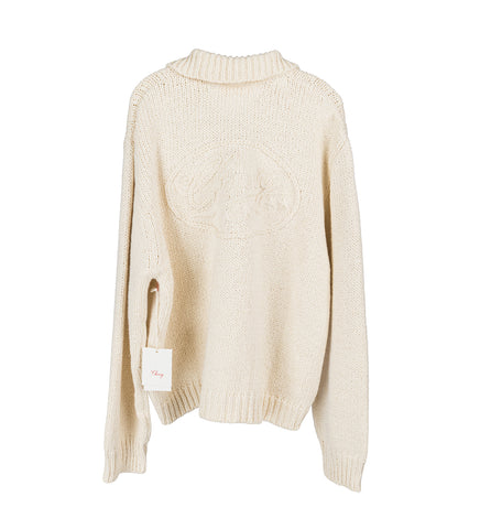 5 STAR KNIT ZIP UP CREAM
