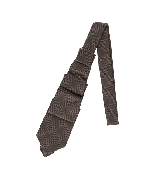 PLEATED TIE DIRY BROWN GLEN PLAID