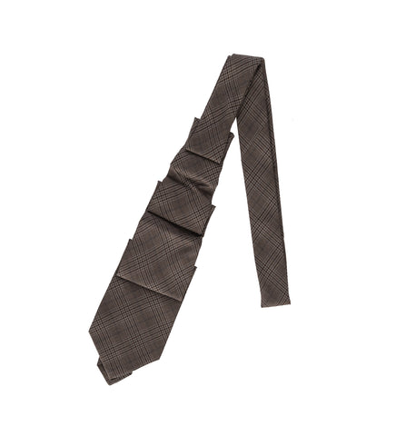 PLEATED TIE DIRY BROWN GLEN PLAID