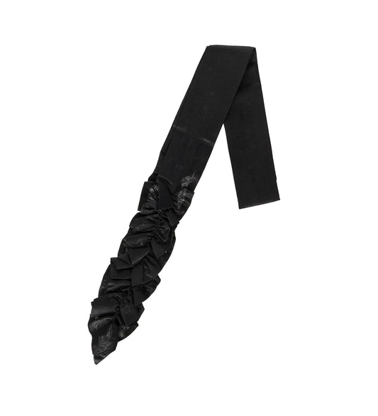 GATHERED TIE BLACK INK CHINTZED MUSSOLA