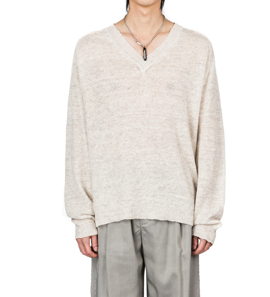 RUE V-NECK SOFT ECRU CYCLONE LINEN