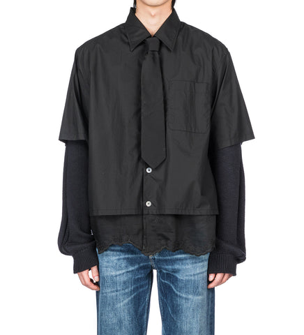 EVERY SHIRT SHORTSLEEVE VOID BLACK FINE POPLIN