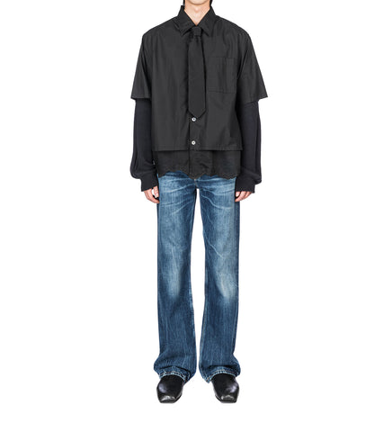 EVERY SHIRT SHORTSLEEVE VOID BLACK FINE POPLIN
