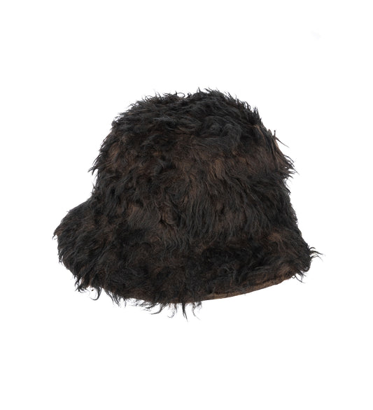 BUCKET HAT OMBRE BROWN HAIRY WOOL