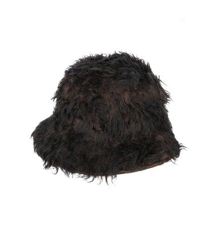 BUCKET HAT OMBRE BROWN HAIRY WOOL