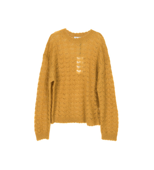 ELNAR POINTELLLE LACE KNIT JUMPER MUSTARD