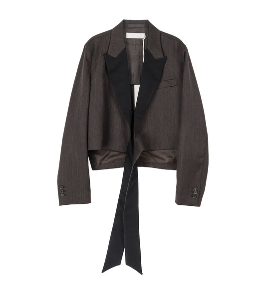 WRAP BLAZER HAVANA BROWN CHAIN WOOL