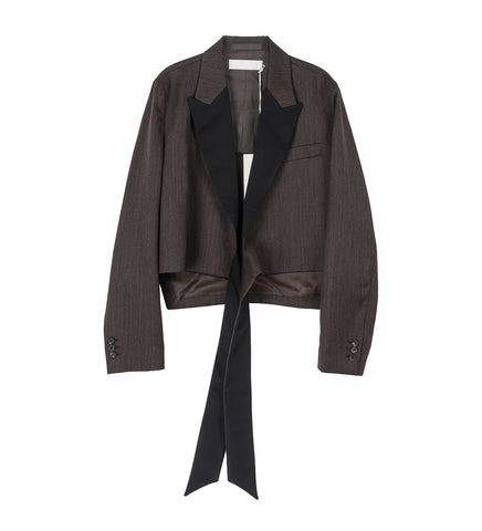 WRAP BLAZER HAVANA BROWN CHAIN WOOL