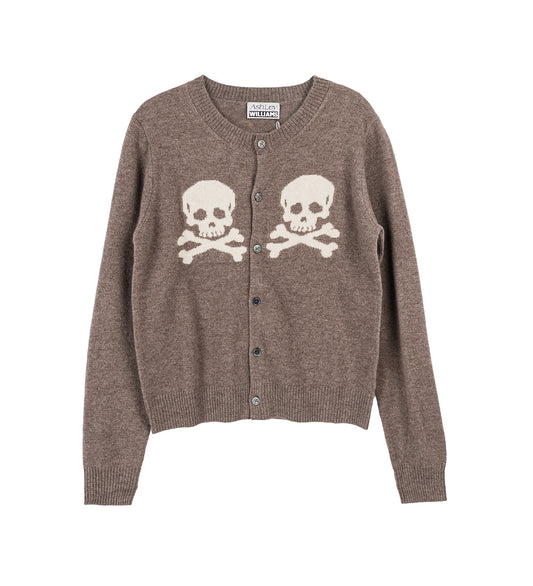 KNIT SKULL CARDIGAN BROWN