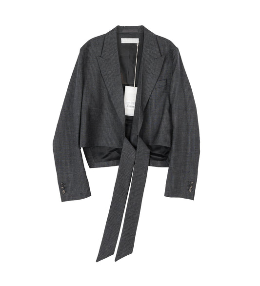 WRAP BLAZER SMOKE GREY MICRO HERRINGBONE