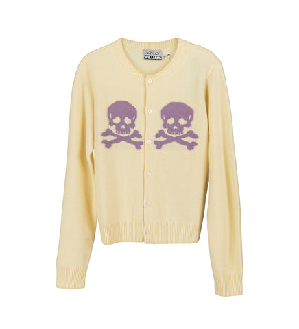 KNIT SKULL CARDIGAN YELLOW