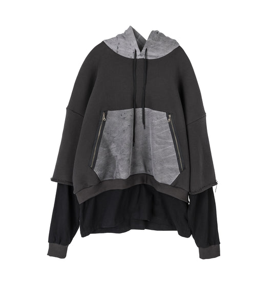 TRIPLE LAYER HOODIE BLACK CHARCOAL