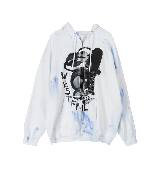 GRAPHIC ZIP HOODIE CEMENT