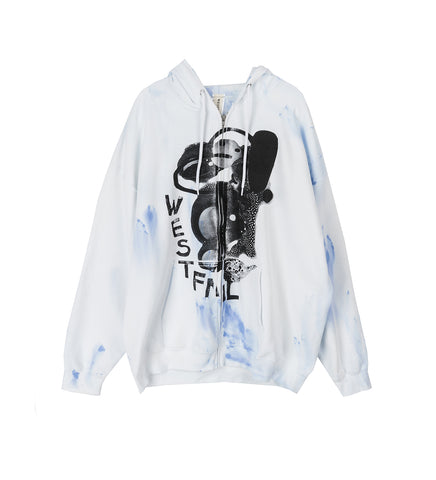 GRAPHIC ZIP HOODIE CEMENT