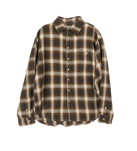 HENCH BROWN SHADOW PLAID BUTTON UP BROWN/MULTI