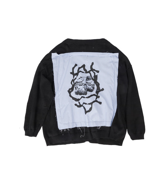 GINJI PATCH CARDIGAN BLACK