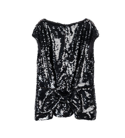 BOXY PEPLUM BOW DETAIL TOP BLACK