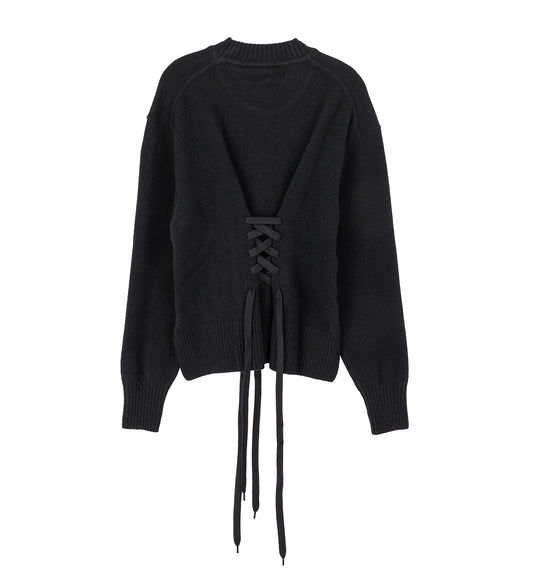 MERINO SCULPTED CORSET JUMPER BLACK