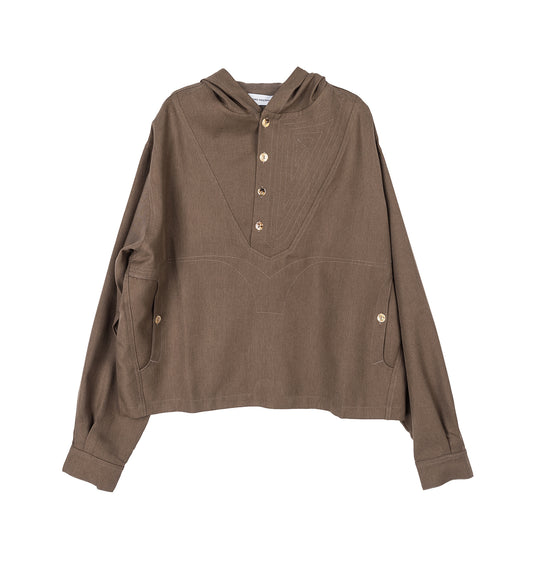 SLATINA HOODED TOP LS SEPIA