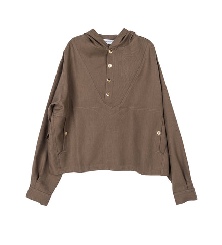 SLATINA HOODED TOP LS SEPIA