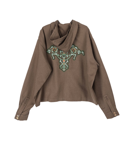 SLATINA HOODED TOP LS SEPIA