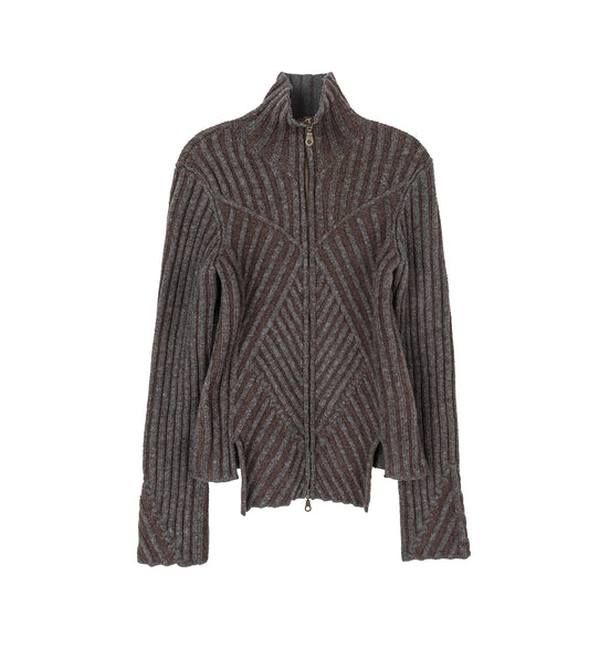 WARRIOR KNIT ZIP UP GREY/BROWN