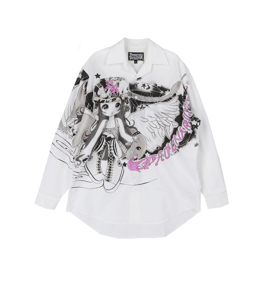 PRINTED LONGSLEEVE SHIRT BLACK/WHITE