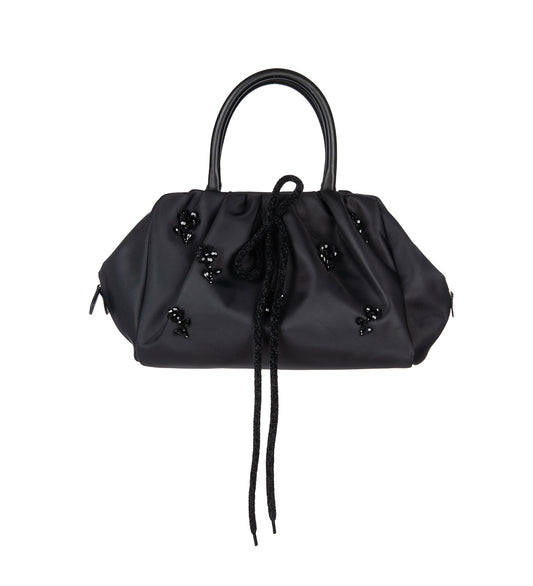 GATHERED TOP HANDLE BAG BLACK/BLACK/JET