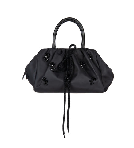 GATHERED TOP HANDLE BAG BLACK/BLACK/JET