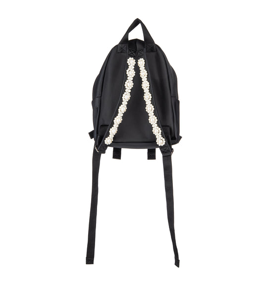 BOW FRONT BACKPACK W/EMB BLACK/PEARL