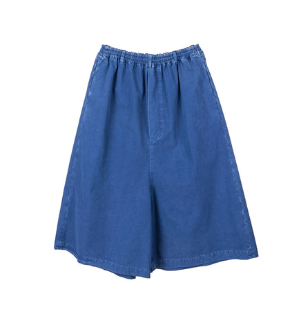 COTTON WIDE LEG SHORTS BLUE